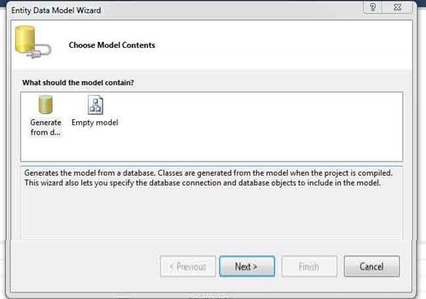 ADO entity Model wizard
